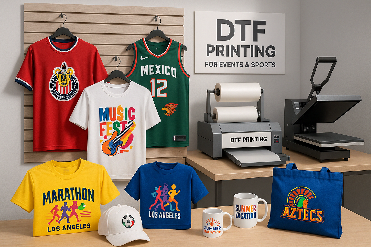 Merchandising Personalizado para Eventos y Deportes CON DTF