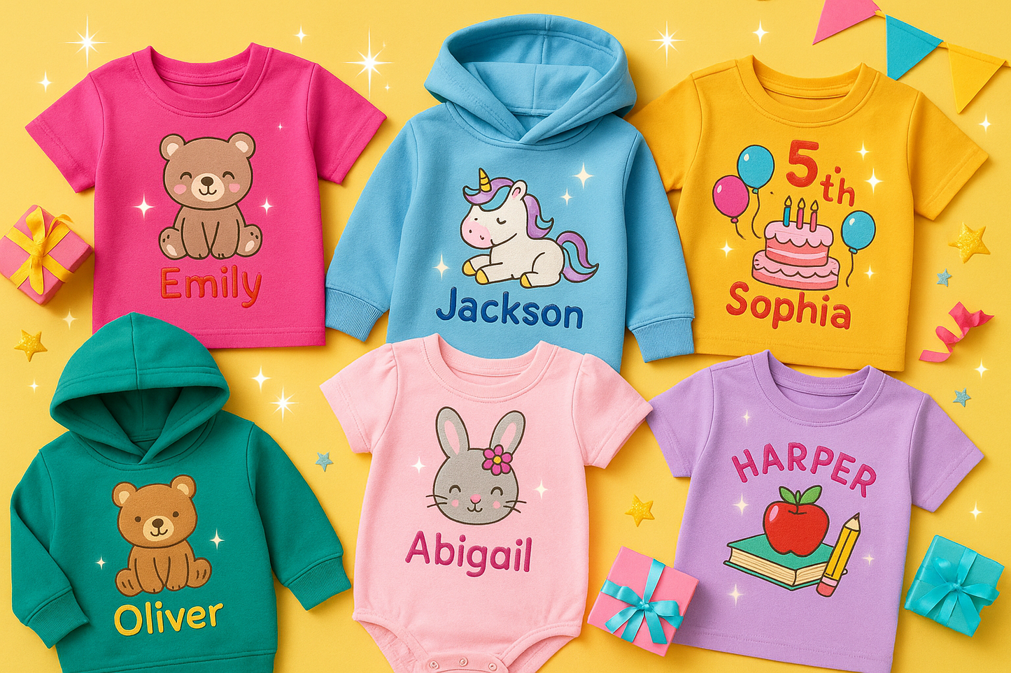 Ropa Infantil Personalizada que Encanta 💖
Haz que los más pequeños luzcan únicos y llenos de estilo ✨. Personaliza playeras, sudaderas o conjuntos infantiles con sus personajes favoritos 🐻🦄, nombres o diseños especiales 🎨.
Perfectas para cumpleaños 🎉, regalos 🎁 o eventos escolares 📚, convirtiendo cada prenda en un recuerdo inolvidable.
👉 ¡Dale un toque creativo y divertido a su ropa y hazlos sentir especiales! 🌟