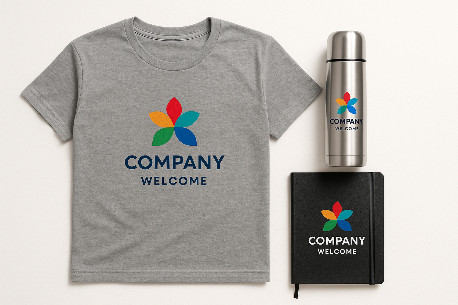 Kit de Bienvenida Empresarial ( Camiseta +Termo +Libreta)