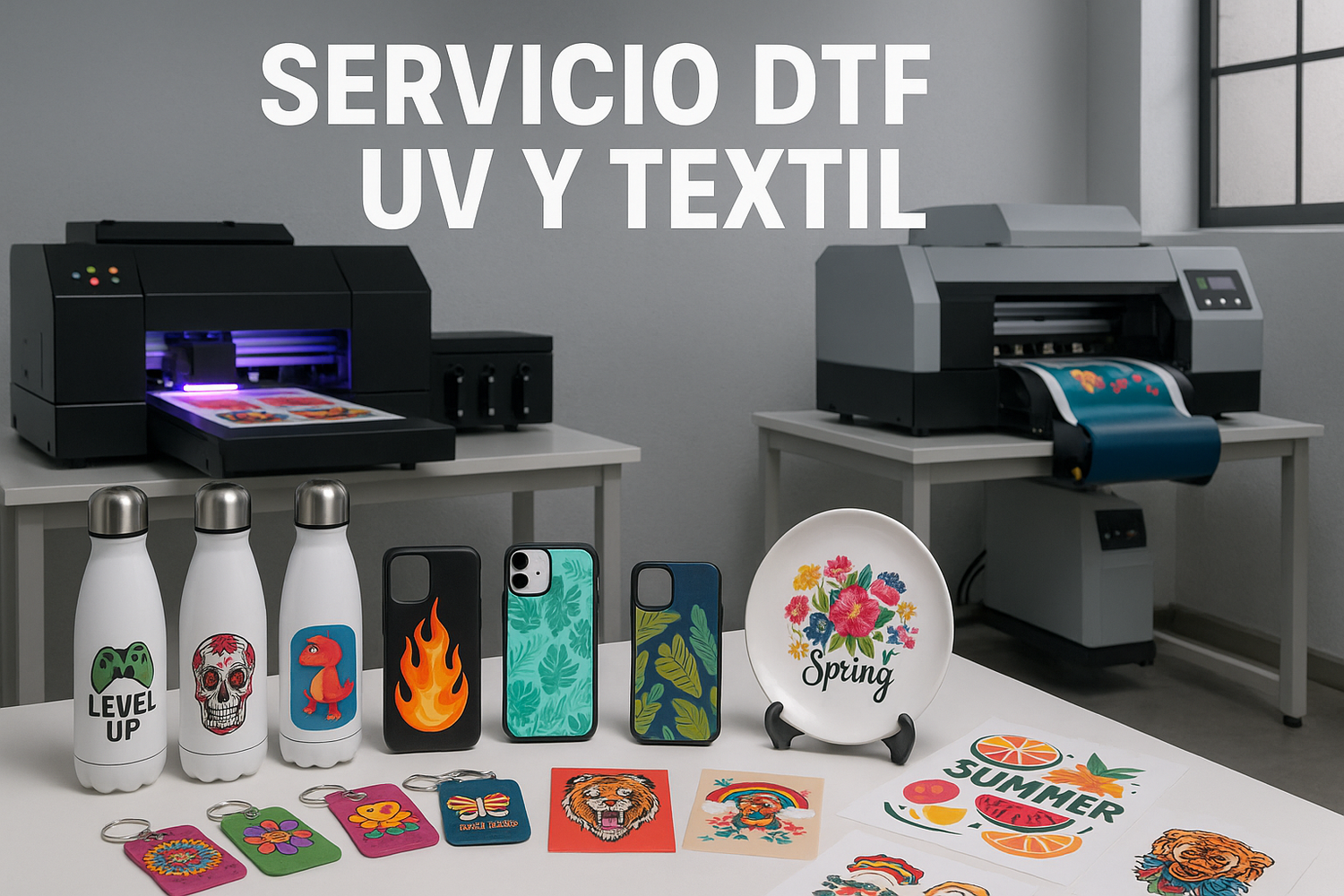 Promocionales Creativos (termos, llaveros, carcasas, placas, QR).
