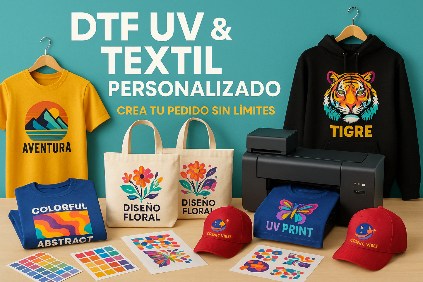 DTF UV & Textil Personalizado – ¡Crea tu pedido sin límites! INVITAMOS AL CLIENTE A QUE NOS PRESENTE SU PROPIO PROYECTO Y NECESIDAD Y ARMAMOS SU PEDIDO 