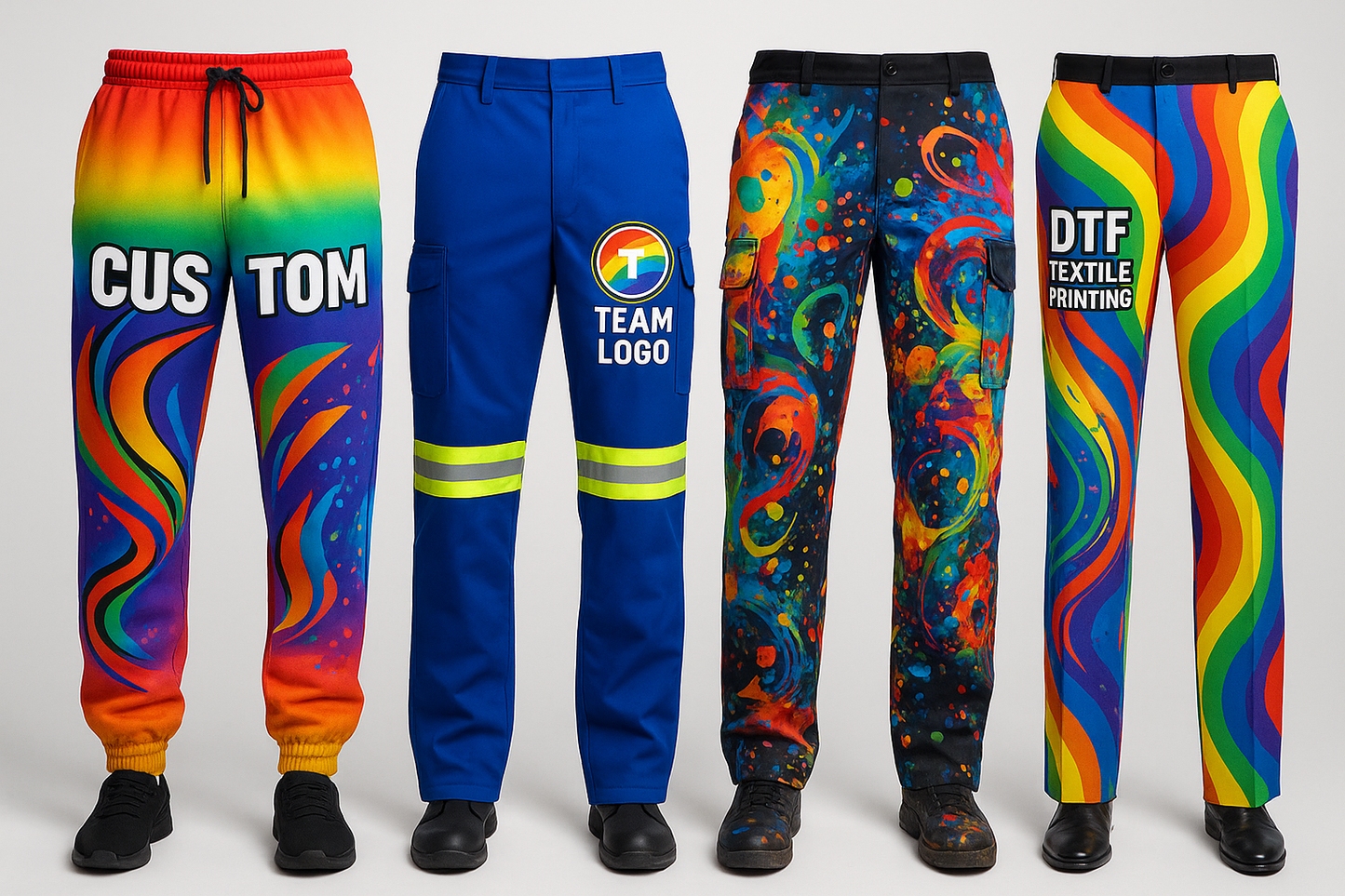 👖 Pantalones Personalizados con Tu Estilo 👌

Haz que cada paso cuente ✨. Personaliza tus pantalones con DTF Textil y consigue estampados llenos de color 🌈 y resistencia 💪. Ya sea para equipos deportivos 🏆, uniformes de trabajo 👔 o colecciones urbanas 🔥, crea diseños únicos que reflejen tu personalidad o la esencia de tu marca.

👉 ¡Luce diferente, crea tu propio estilo y destaca en donde vayas! 🚀